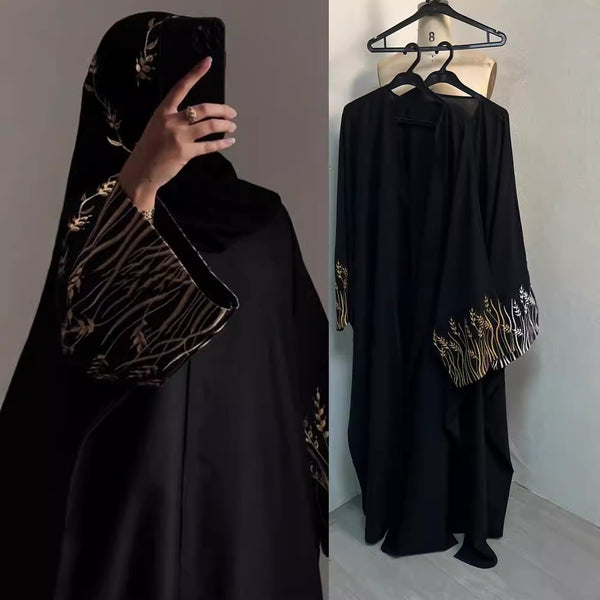 Embroidered Arab Abaya Robe - Elegant Outerwear